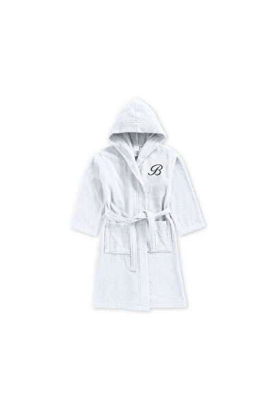 BYFT Daffodil Kids Hooded Bathrobe | Monogrammed Letter 'B' | Soft Cotton Com...