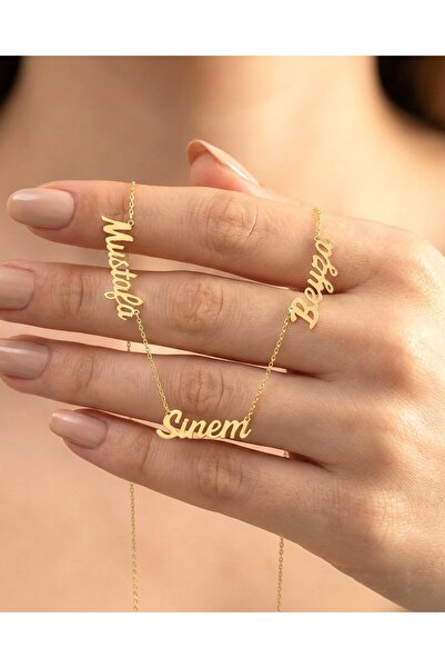 İNDİGO TAKI Üç İsimli 14 Ayar Altın Kolye