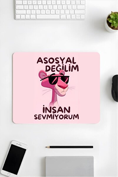 pierrebella 18x22 Cm Desenli Mouse Pad Asosyal Değilim Baskılı Tasarımlı Mous...