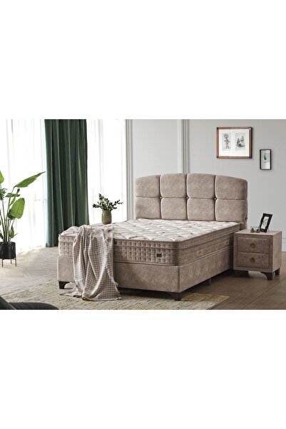 Vivense TOVA BAZA BAŞLIK VE YATAK SETİ, KREM, 160X200