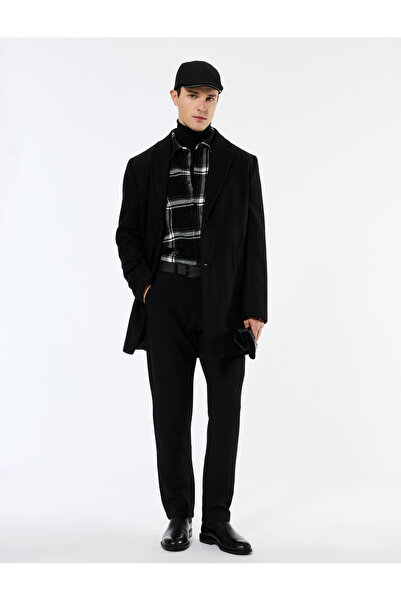 Koton Long Sleeve Pocketed Double-Breasted Lapel Cashmere Coat