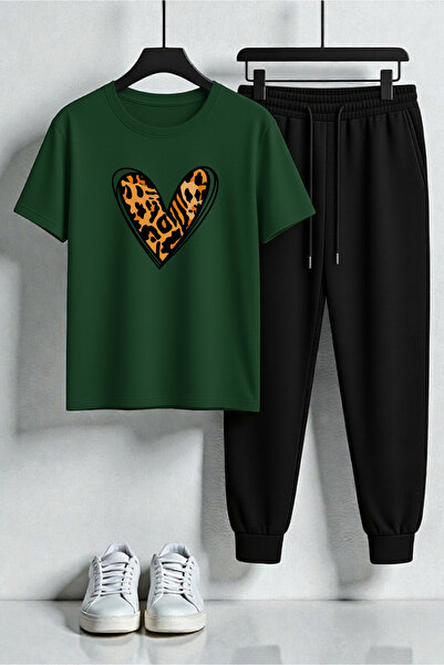 uyguntarz Μπλουζάκι Unisex με λεπτομέρεια σχεδίασης καρδιάς με τύπωμα - Σετ α...