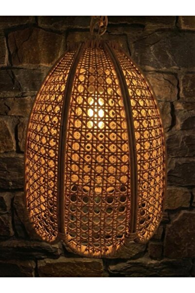 Bambu Bahcem Doğal Rattan Hazeran Avize | El Yapımı Bohem Sarkıt Lamba | Bohe...