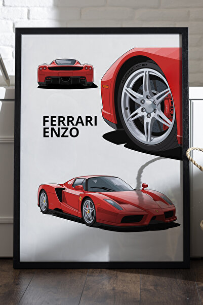Duvarda Αφίσα Ferrari Enzo με μαύρο ξύλινο πλαίσιο, διακοσμητικός πίνακας τοί...