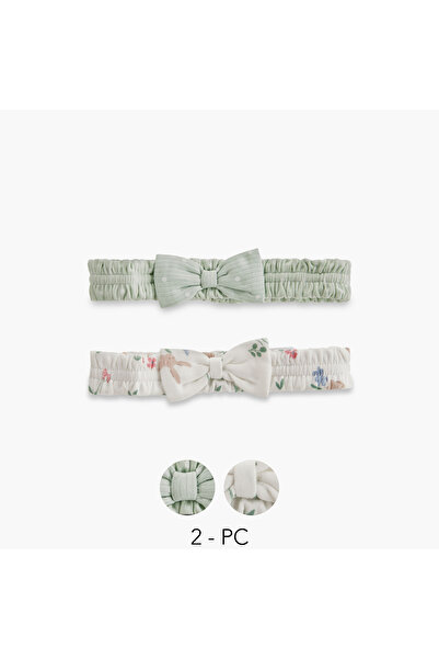Juniors Printed Headband with Bow Detail - Set of 2
