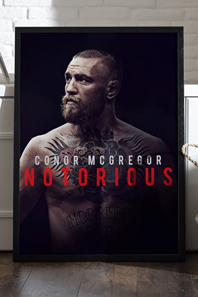 Duvarda Conor McGregor UFC Siyah Ahşap Çerçeveli Poster, Dekoratif Dövüş Duva...