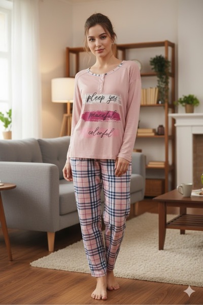 Tarık віскозний трикотажний комплект піжами в клітинку