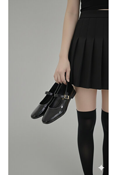 FootFrenzy Pantofi de damă din piele lacuită Mary Jane cu o singură curea, retro, pentru colegiu