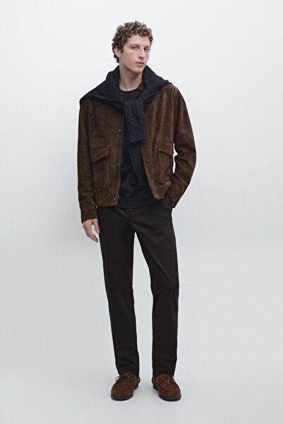 Massimo Dutti Mikro dokulu tapered fit pantolon