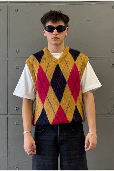 serline Argyle Patterned Sweater