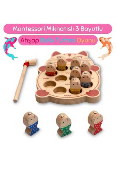 Genel Markalar Eğitici Ahşap Balık Tutma Oyunu / 3 Boyutlu / Montessori / Mık...