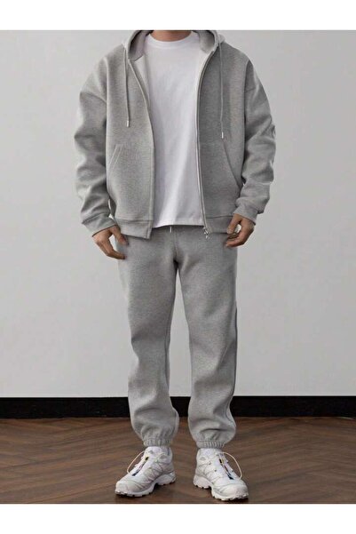 NO 601 Men's Grimelange Plain Cardigan & Grimelange Plain Sweatpants Set