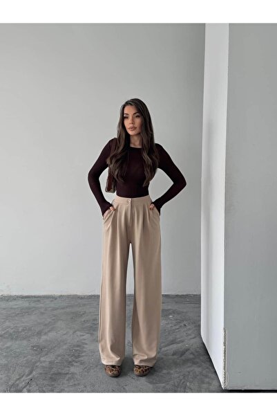 mydukkan.co Pleated Jacquard Palazzo Trousers
