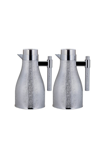 ALSAIF Ajwan Coffee and Tea Thermos Set, 2 Pieces, by Al Saif / Elegant Design to Suit All Tastes, 1.0 Liter/0.7 Liter, Chrome