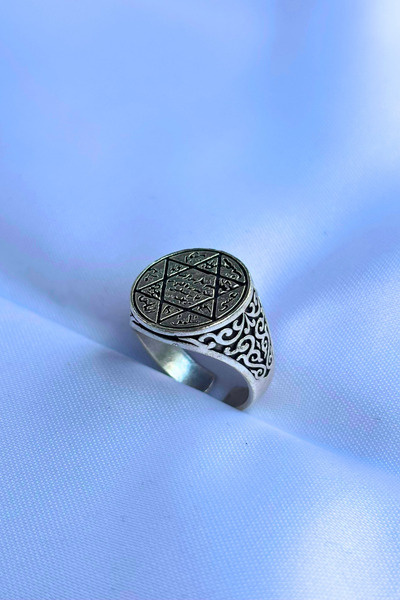 Begondio Hz. Süleyman Mührü İşlemeli Otantik Tasarım Ayarlanabilir Erkek Yüzük