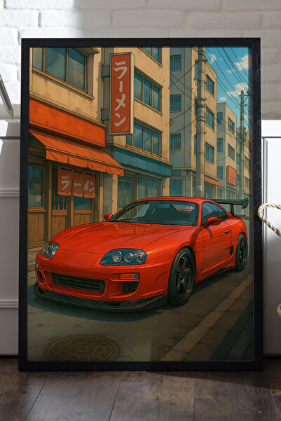 Duvarda Αφίσα Toyota Supra με μαύρο ξύλινο πλαίσιο, διακοσμητικός πίνακας τοί...