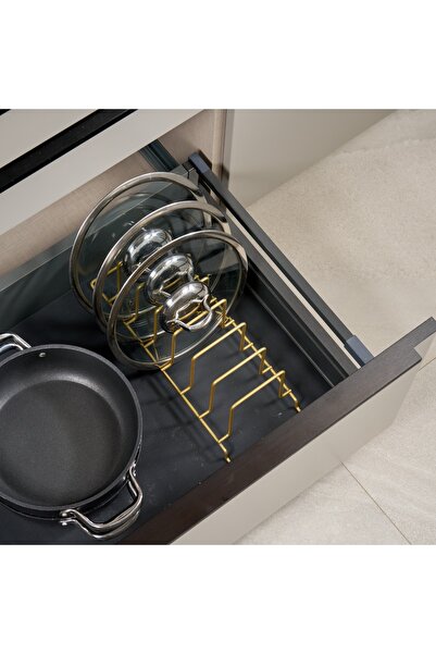 Edora Home Χρυσός οργανωτής για ταψιά και κατσαρόλες στο συρτάρι της κουζίνας...