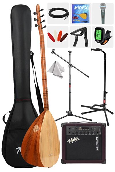 Yonka B-141U-AMP Amfili Uzun Sap Karaağaç Kaliteli Saz Bağlama Seti