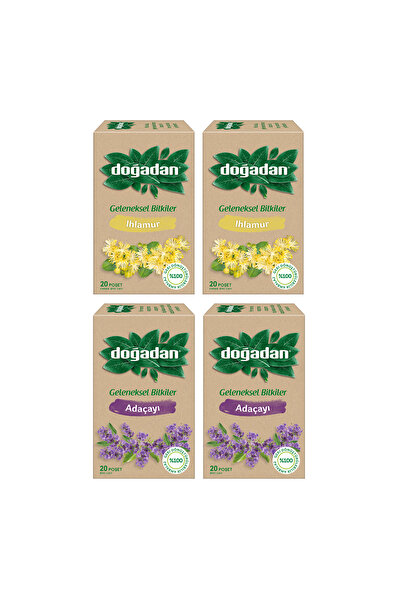 Doğadan Linden and Sage 20-Piece Glass Cup Sachets 4-Piece Mixed Pack
