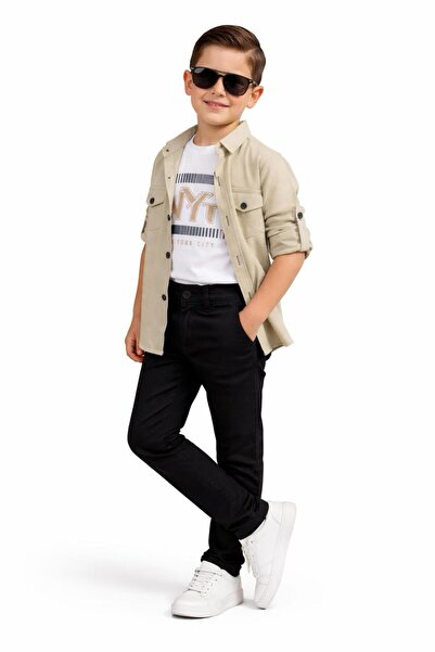 Esterella Boys' 3-Piece Linen Shirt Set (Shirt, T-Shirt, Trousers)