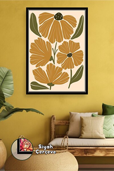 KOSS Dijital Boemski inspirisani zidni dekor sa cvetnim uzorkom u senči senfa...