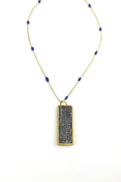 OSESHOP Zinciri mine detaylı 925ayar gümüş Üzerine altın kaplama mısır hiyero...