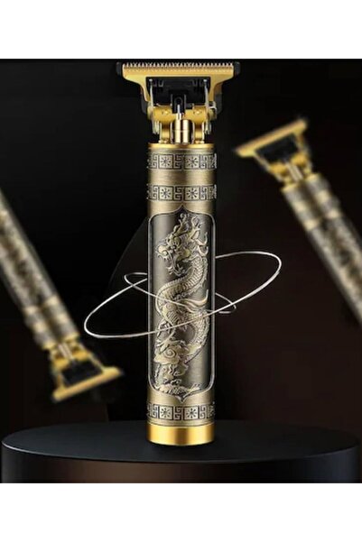 Genel Markalar Profesyonel Tıraş Makinesi – Metal Gövde, Ejderha Desenli, USB...