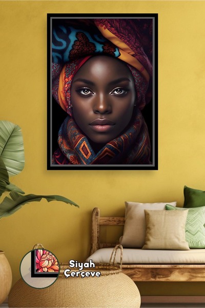 KOSS Dijital Šareni Basaur Til Portret afričke žene Etnički uzorak Detaljan d...