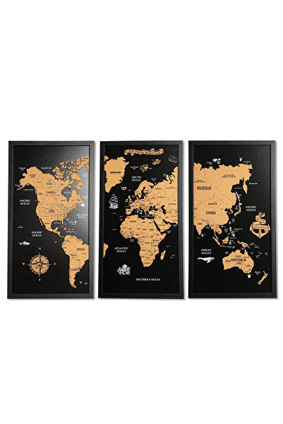 Colorfull Worlds Framed Cork Board World Map - Home Office Wall Decor 111X72 cm