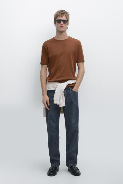 Massimo Dutti Pamuk karışımı kısa kollu tişört