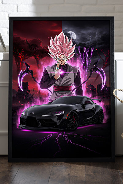 Duvarda Goku Supra crni drveni poster u okviru, dekorativna anime slika na zi...