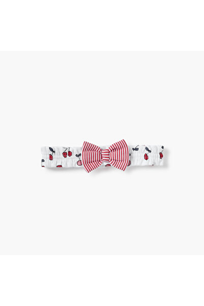 Juniors Cherry Print Headband with Bow Detail