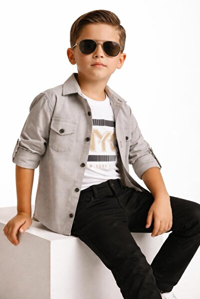 Esterella Boy's 3-Piece Linen Shirt Suit / Shirt T-Shirt Pants 3-Piece Set