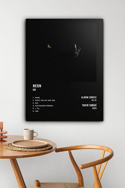 postercraft UZI Neon Album Tasarım Modern Panel Tablo Poster