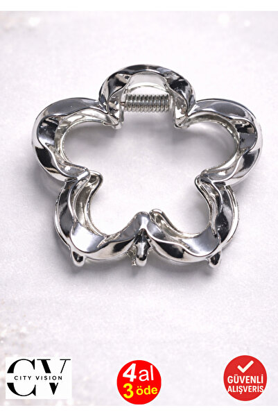 cityvision Agrafă de păr din metal argintiu model floare – Agrafă elegantă și rafinată 5 cm