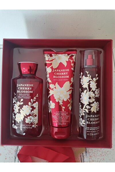 BBW JAPANESE CHERRY BLOSSOM Gift Box Set - Body Mist, Body Cream and shower gel pack of 3