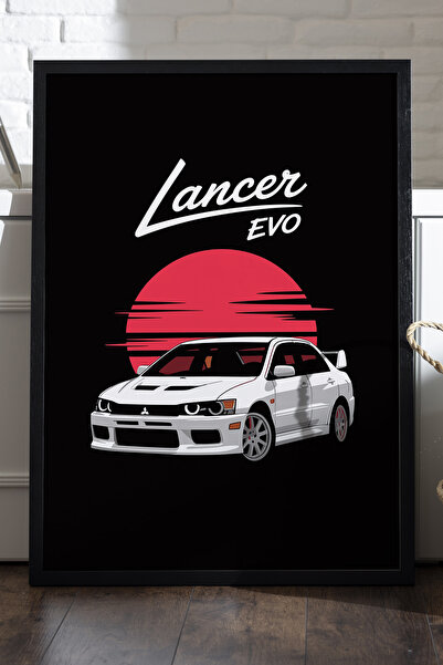 Duvarda Poster cu ramă din lemn negru Mitsubishi Lancer Evo IV, pictură decor...
