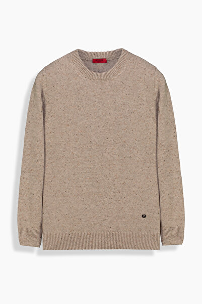 Sarar İNTERVİEW Bisiklet Yaka Dokulu Camel YÜNLÜ Triko Kazak