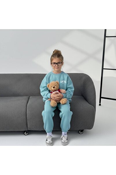 Pinkitokids Unisex set majice i trenerke sa 3 niti - menta zelena