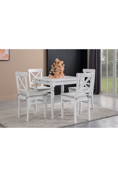 Vivense WHİTE ÇİZİLMEZ AÇILIR MASA TAKIMI, 70x80