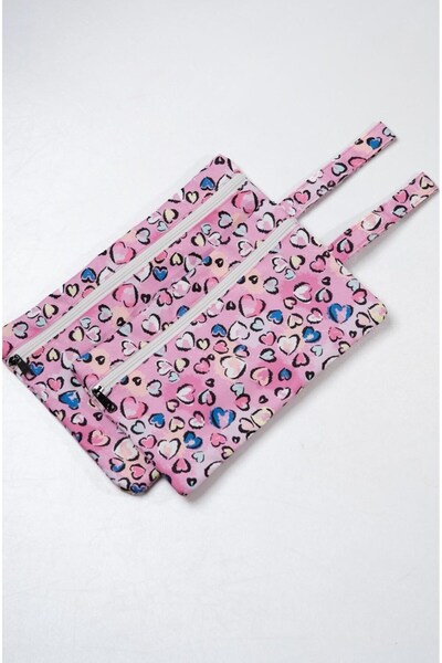 newar ملابس نظيفة رطبة/جافة، ملابس سباحة، حقيبة غسيل للأطفال - قلب مقاوم للسوائل