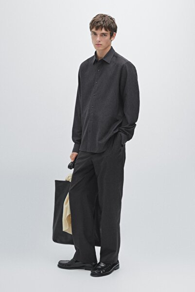 Massimo Dutti %100 yün kazayağı desenli pantolon