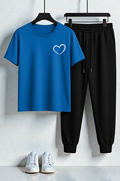 uyguntarz Unisex Minimal Heart Printed Design Printed T-Shirt - 2-Piece Track...