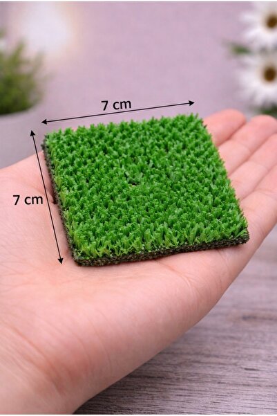 Yerli 7 cm x 7cm Kare Çim Teraryum & Sukulent Dekoru