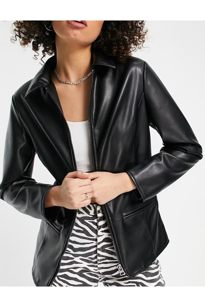 TopShop Faux Leather Jacket, black