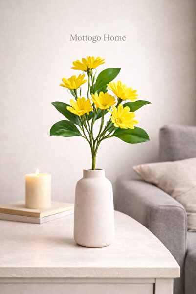 Mottogo Floare decorativă cu ramuri de margarete artificiale cu 10 capete – 44 cm, aspect natural