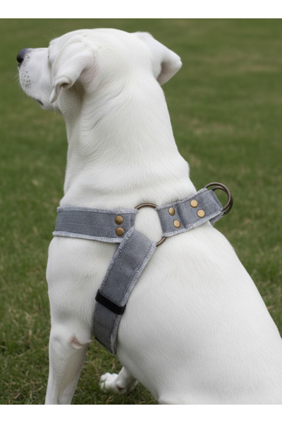 balkonda Dog Harness Medium Breed Adjustable Denim Light Grey