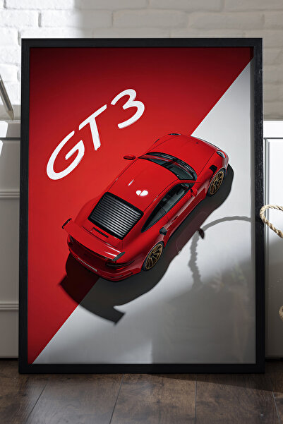 Duvarda Αφίσα Porsche GT3 με μαύρο ξύλινο πλαίσιο, διακοσμητικός πίνακας τοίχ...