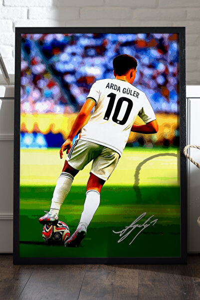 Duvarda Arda Güler Siyah Ahşap Çerçeveli Poster, Dekoratif Futbol Real Madrid...