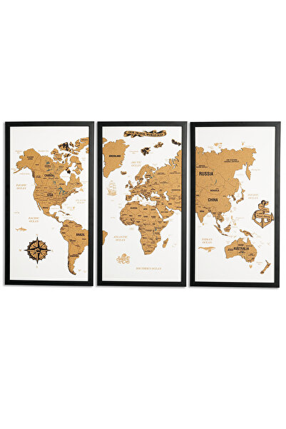 Colorfull Worlds Framed Cork Board World Map - Home Office Wall Decor 111X72 cm